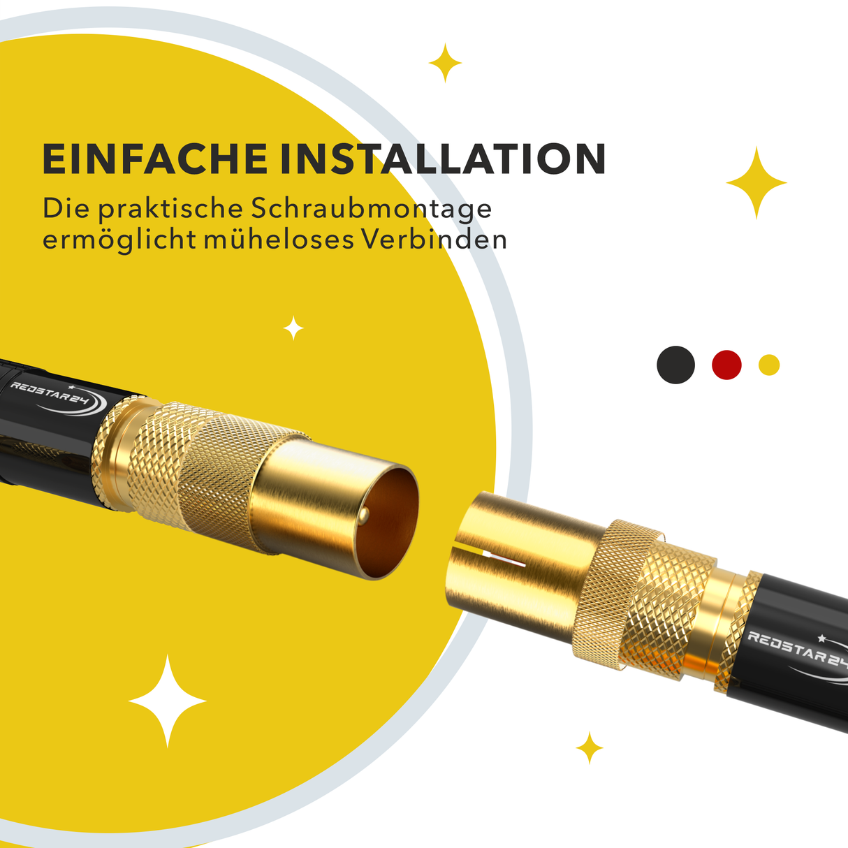 RedStar24 SAT adapter gold-plated – F-coupling to coax plug & coax socket – set of 2
