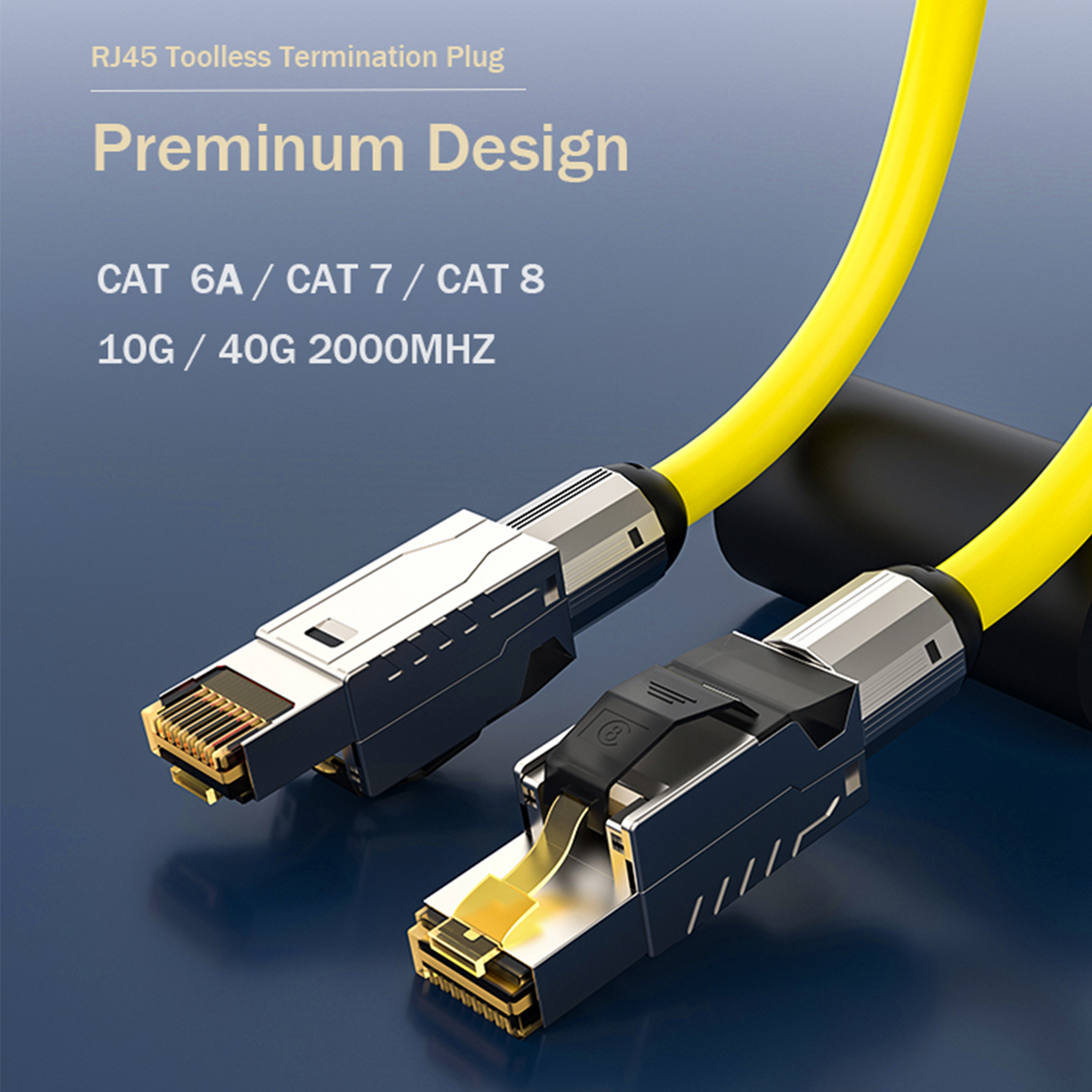RJ45 Stecker werkzeuglos Cat.8.1 – 1er / 2er / 4er / 10er / 12er Set – LAN Netzwerkstecker geschirmt für Cat 6/7/8 Verlegekabel – 40 Gbit/s