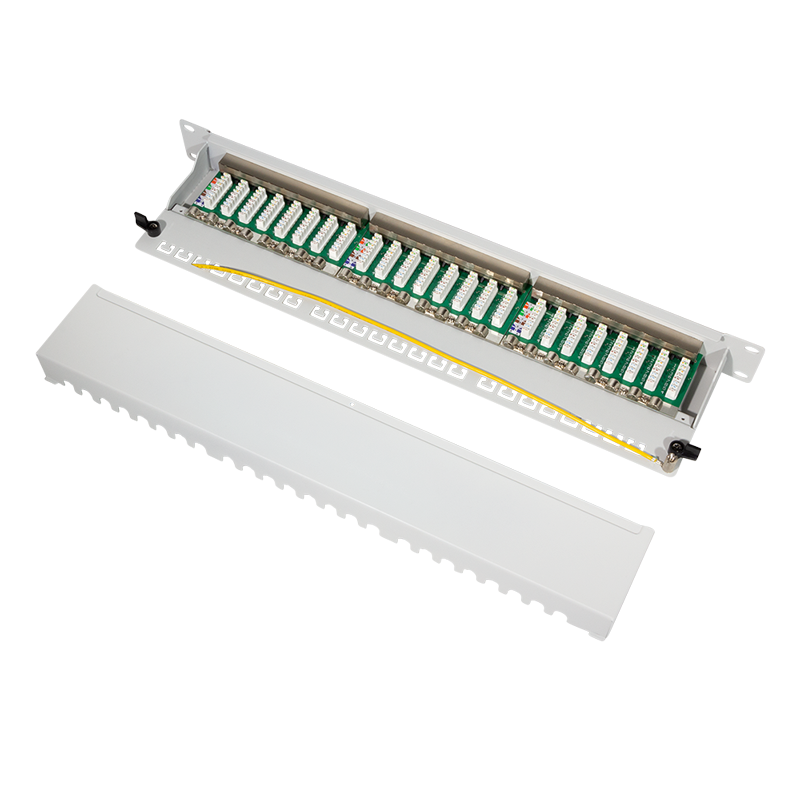 LogiLink patch panel Cat.6A - 24-port RJ45, shielded, 19 inch, PoE/PoE+/PoE++, light gray (RAL 7035)