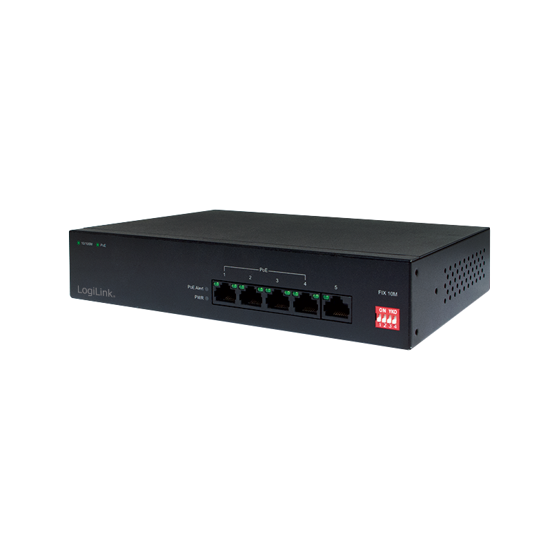 LogiLink NS0098 5-Port PoE Switch – Fast Ethernet mit PoE+