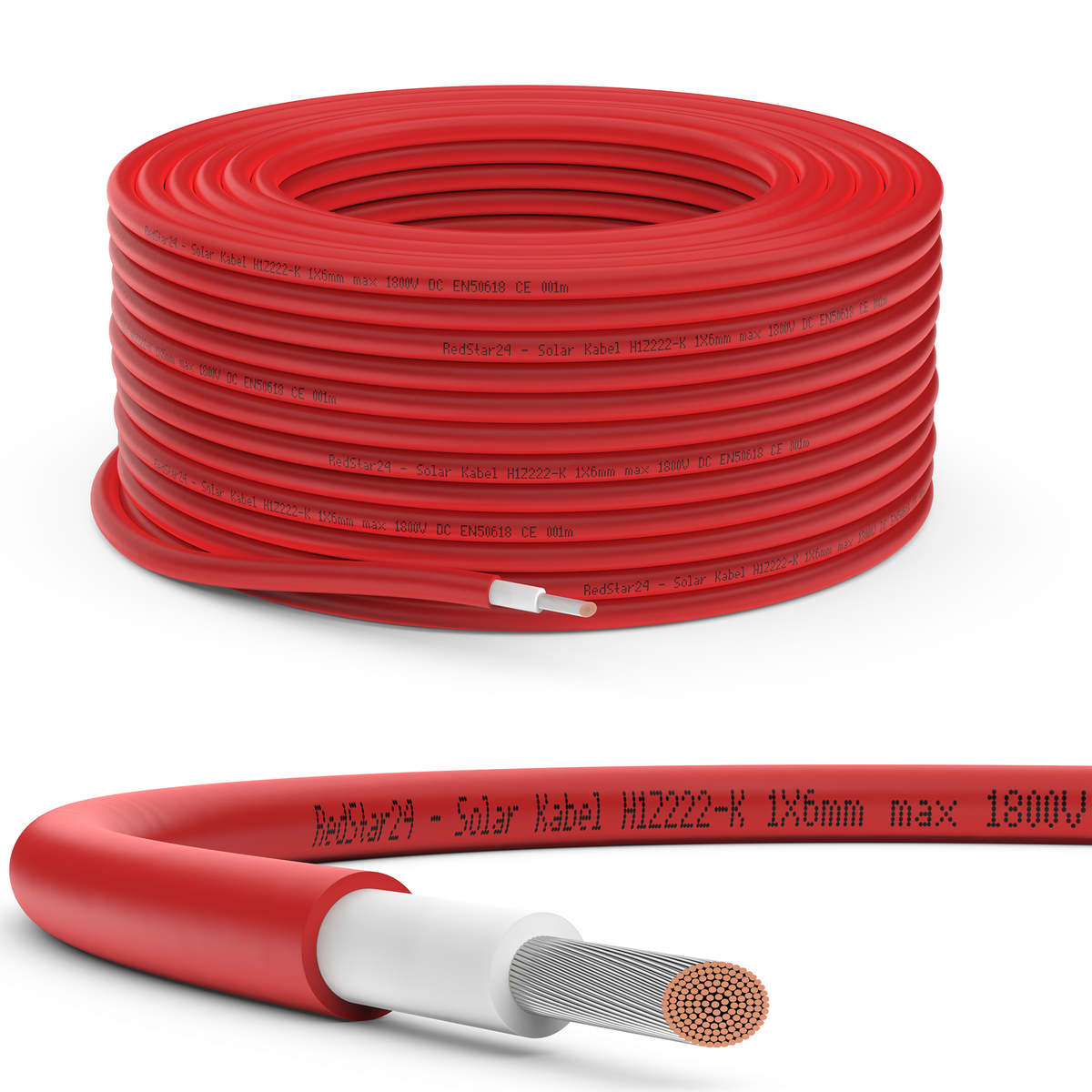 Solarkabel 6mm² TÜV geprüft Solarleitung PV Kabel für Photovoltaik Anlagen Kupfer 5m-100m