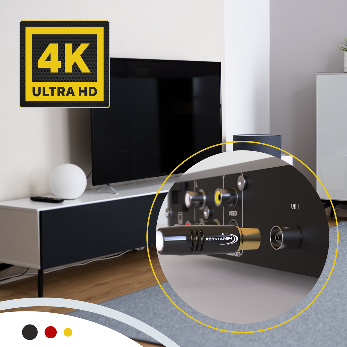 RedStar24 TV Antennenkabel Koaxial 135dB – HDTV, DVB-T2, Radio, DAB, 4K UHD