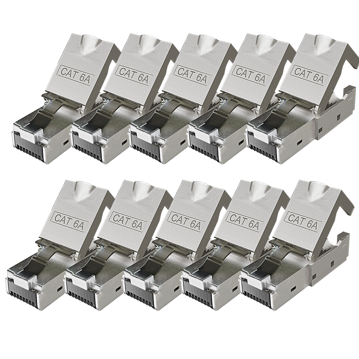 RedStar24 CAT6a Netzwerkstecker RJ45 Werkzeuglos – Geschirmt – 10 Gigabit Ethernet – für Verlegekabel – Sets 1 bis 24 Stück