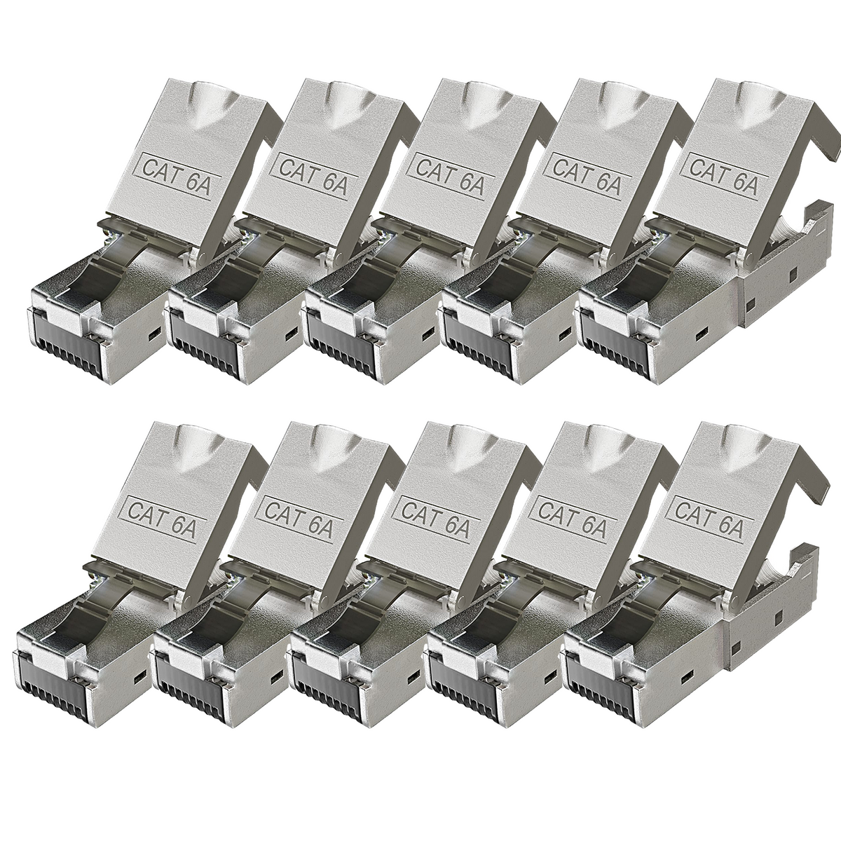 RedStar24 CAT6a Netzwerkstecker RJ45 Werkzeuglos – Geschirmt – 10 Gigabit Ethernet – für Verlegekabel – Sets 1 bis 24 Stück