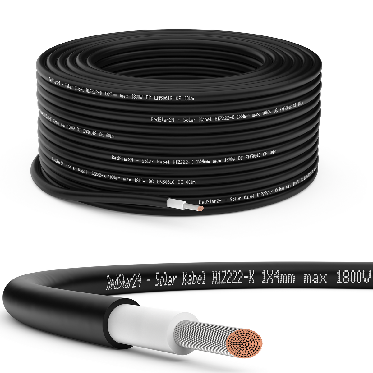 Solarkabel 4mm² TÜV Geprüft Solarleitung PV Kabel für Photovoltaik Anlagen Kupfer 5m-100m