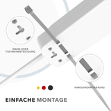RedStar24 Steckdosenleiste 3-fach mit USB – 1,5m/3m/5m Verlängerungskabel, Flachstecker 8mm, Weiß – Mehrfachsteckdose mit 2 USB-Ports & Schalter