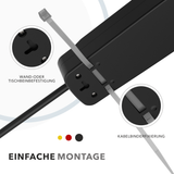 RedStar24 3-fach Steckdosenleiste mit USB Ladefunktion Schwarz