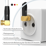 Câble d'antenne satellite RedStar24 135 dB – 2 fiches coudées F 90° – HDTV, DVB-S/S2, DVB-C, Internet par câble, UHD, plaqué or – Noir/Blanc – 1 m à 20 m