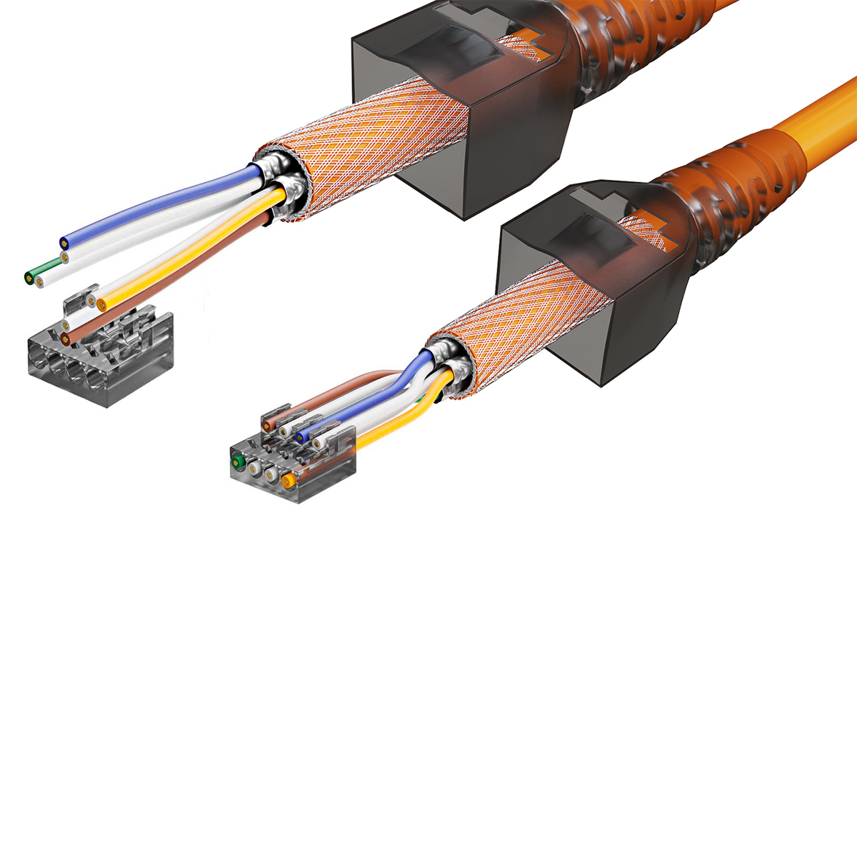 RedStar24 CAT6a Netzwerkstecker RJ45 Werkzeuglos – Geschirmt – 10 Gigabit Ethernet – für Verlegekabel – Sets 1 bis 24 Stück