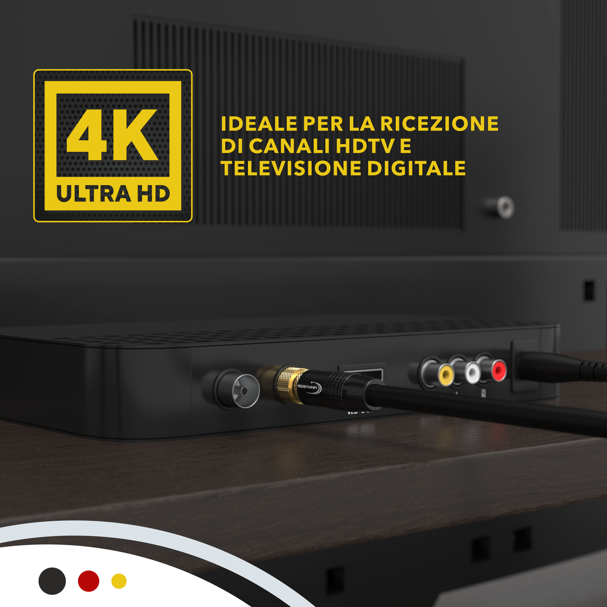 RedStar24 SAT Kabel 135 dB – 90° F-Winkelstecker + F-Stecker, Schwarz/Weiß, 1–20 m