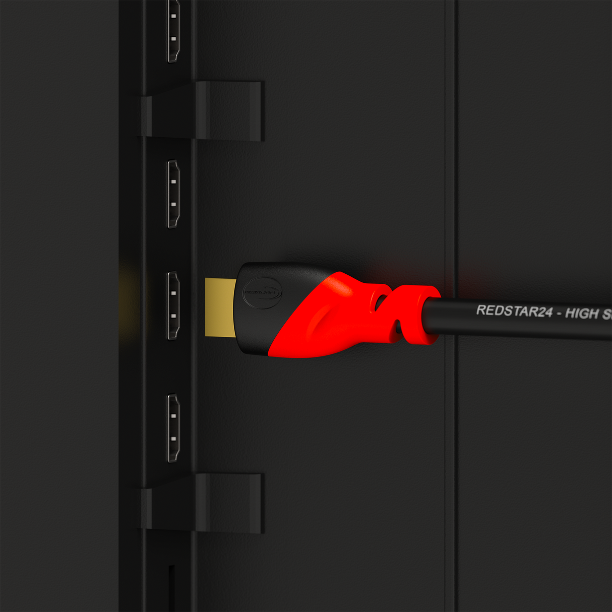Câble HDMI 2.0 RedStar24 – 4K Ultra HD @60Hz, Dolby Atmos, DTS:X, connecteurs plaqués or – Noir/Rouge – 0,5m à 5m