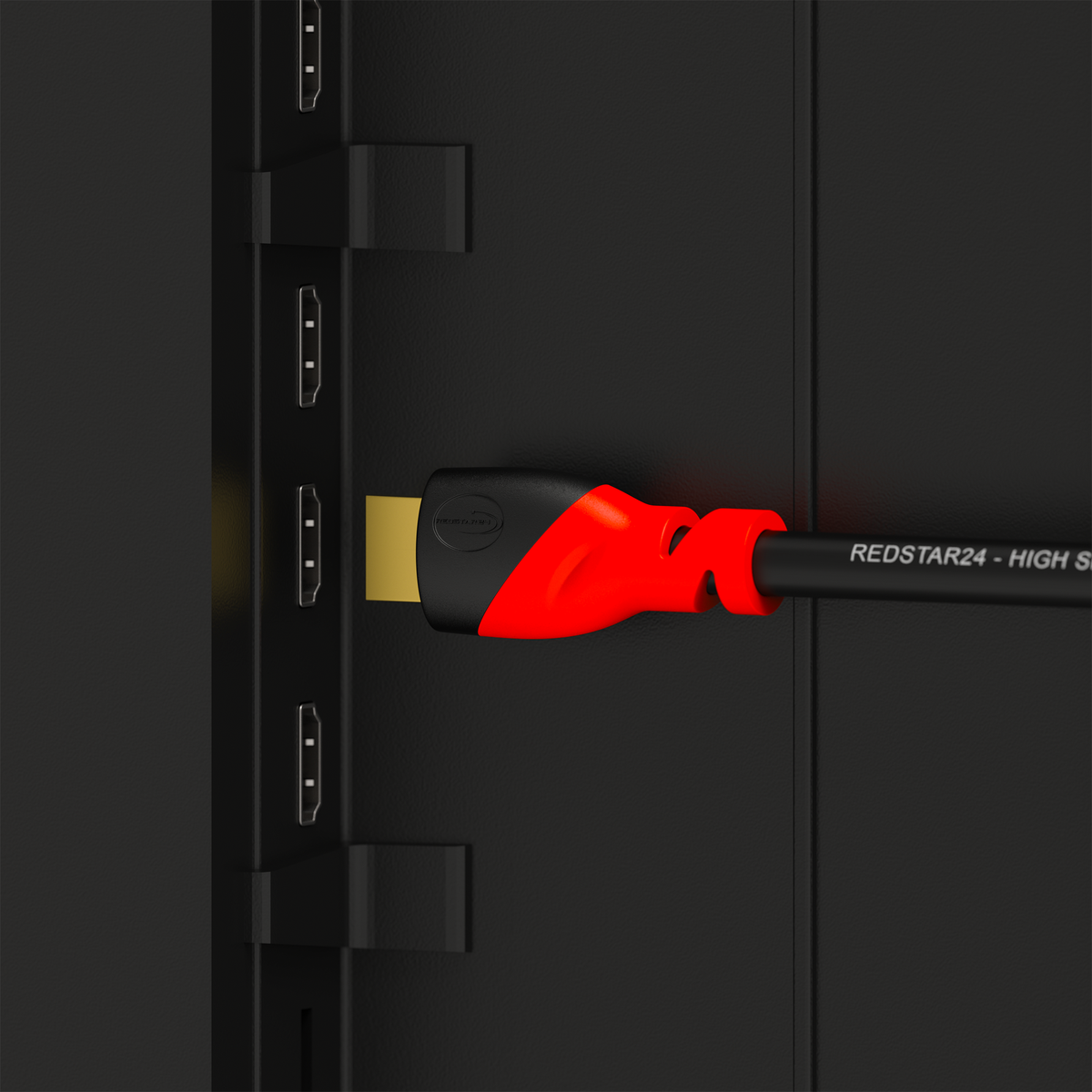 RedStar24 HDMI 2.0 Kabel – 4K Ultra HD @60Hz, Dolby Atmos, DTS:X, vergoldete Anschlüsse – Schwarz/Rot – 0,5m bis 5m