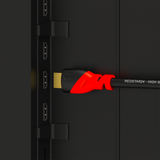 Câble HDMI 2.0 RedStar24 – 4K Ultra HD @60Hz, Dolby Atmos, DTS:X, connecteurs plaqués or – Noir/Rouge – 0,5m à 5m