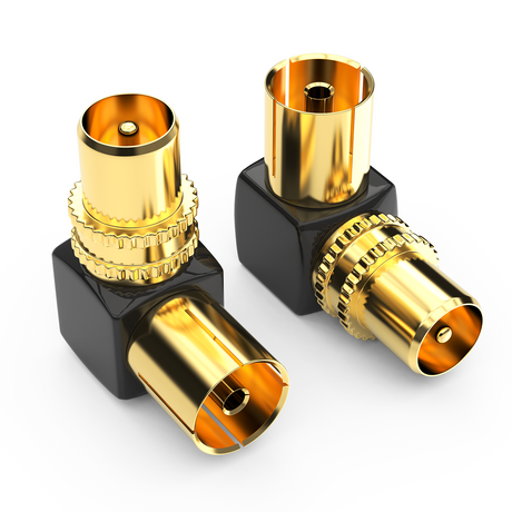 RedStar24 TV Koax Winkeladapter 90° – vergoldet – IEC Stecker auf IEC Buchse