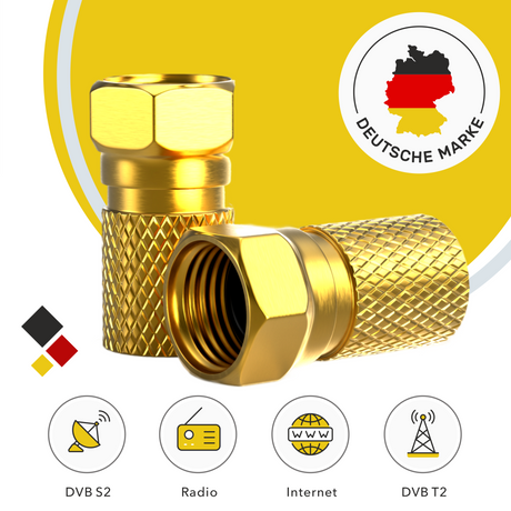 Vergoldete F-Stecker mit Gummidichtung für Außenanlagen