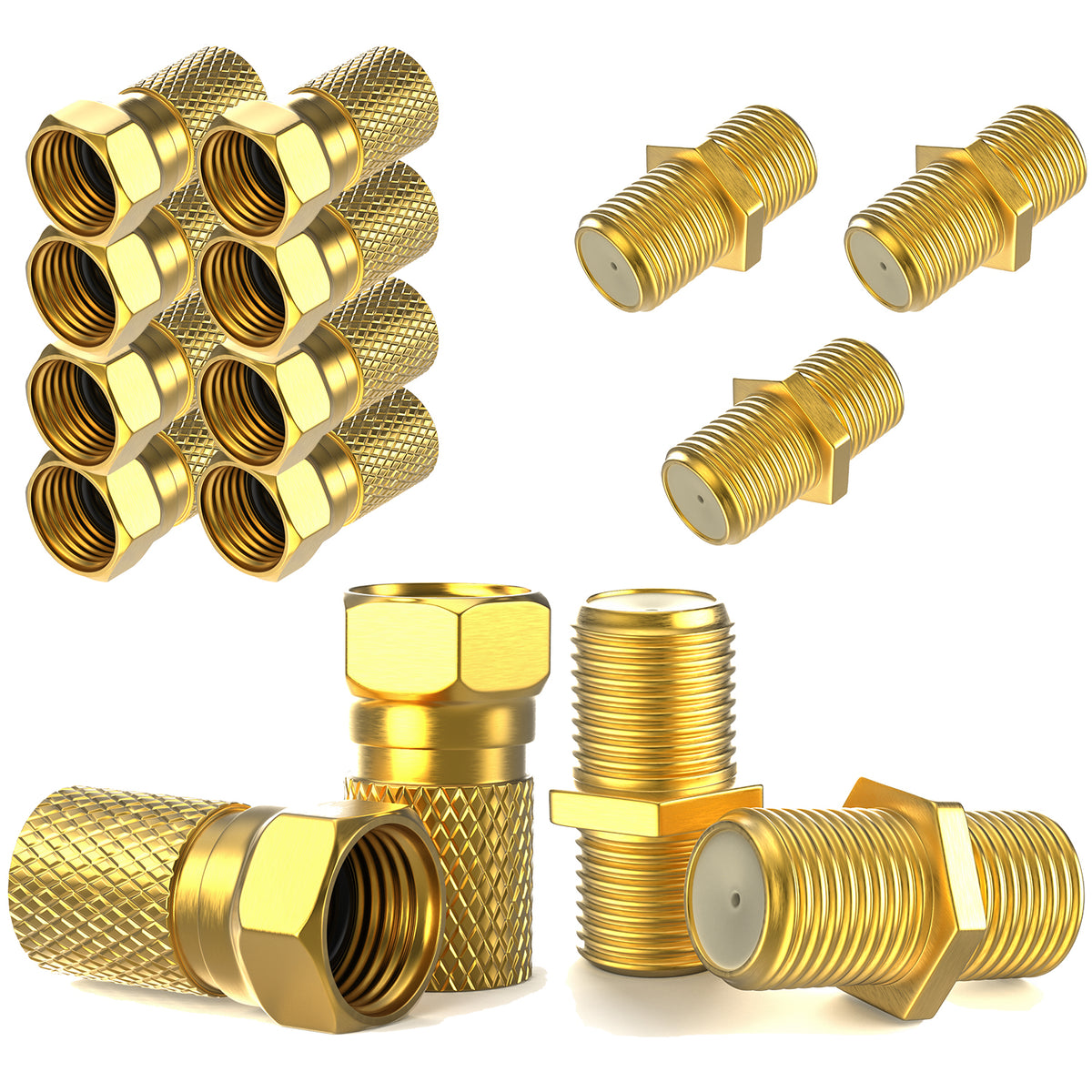 RedStar24 F-Stecker &amp; F-Verbinder Set vergoldet für SAT Kabel