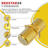 RedStar24 Komplett-Set F-Stecker &amp; F-Verbinder für UHD 4K SAT Empfang