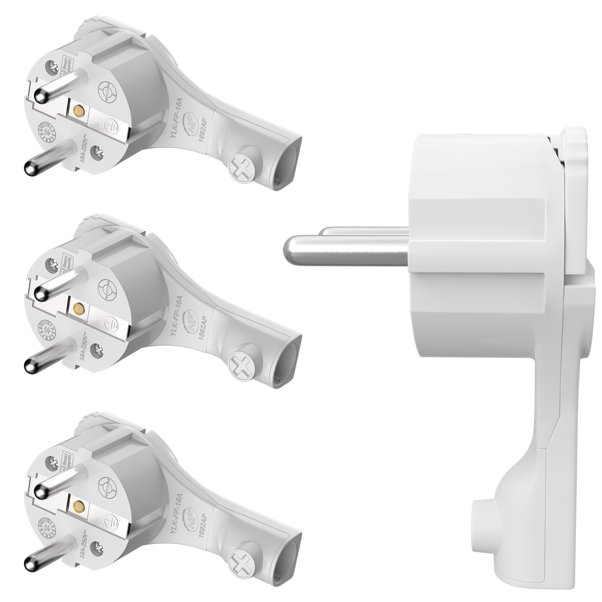 CEE 7/7 Schuko Stecker Weiß/Schwarz RedStar24