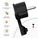 RedStar24 Schutzkontakt Winkelstecker extra flach 8 mm – Schuko Stecker CEE 7/7 mit Klapp-Griff – Schwarz – 1er bis 10er Set