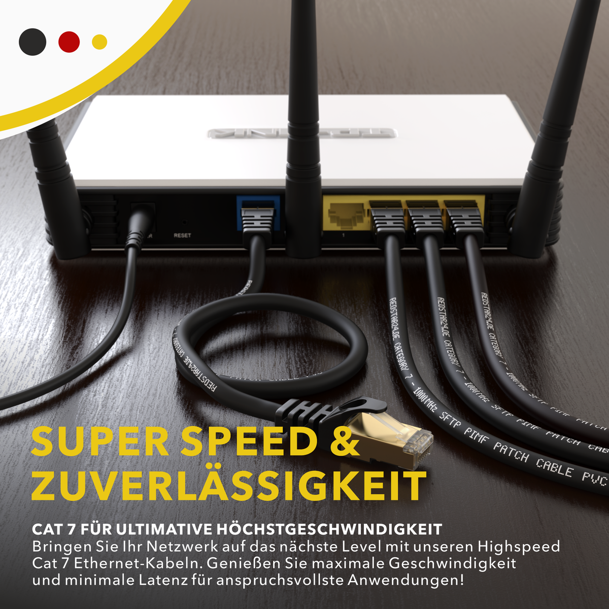 RedStar24 CAT 7 Patchkabel RJ45 – Ethernet LAN-Kabel, 0,25–20 m, Schwarz/Weiß, 10 Gbit/s, 600 MHz