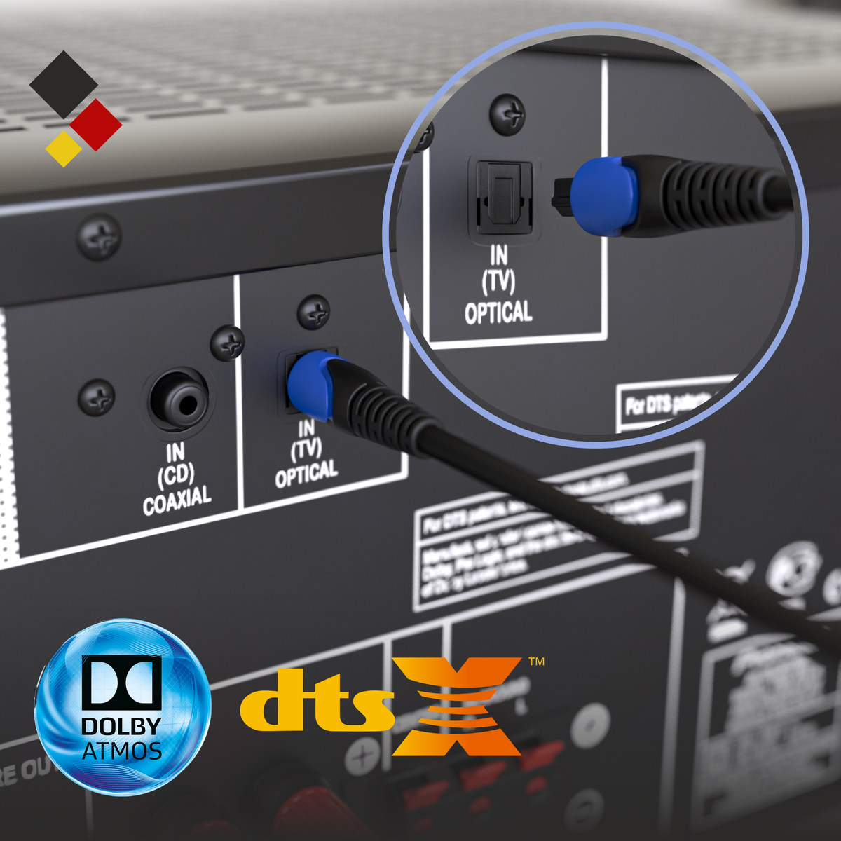 Optisches Audiokabel Toslink 5mm für Dolby Atmos, DTS &amp; 7.1 Surround