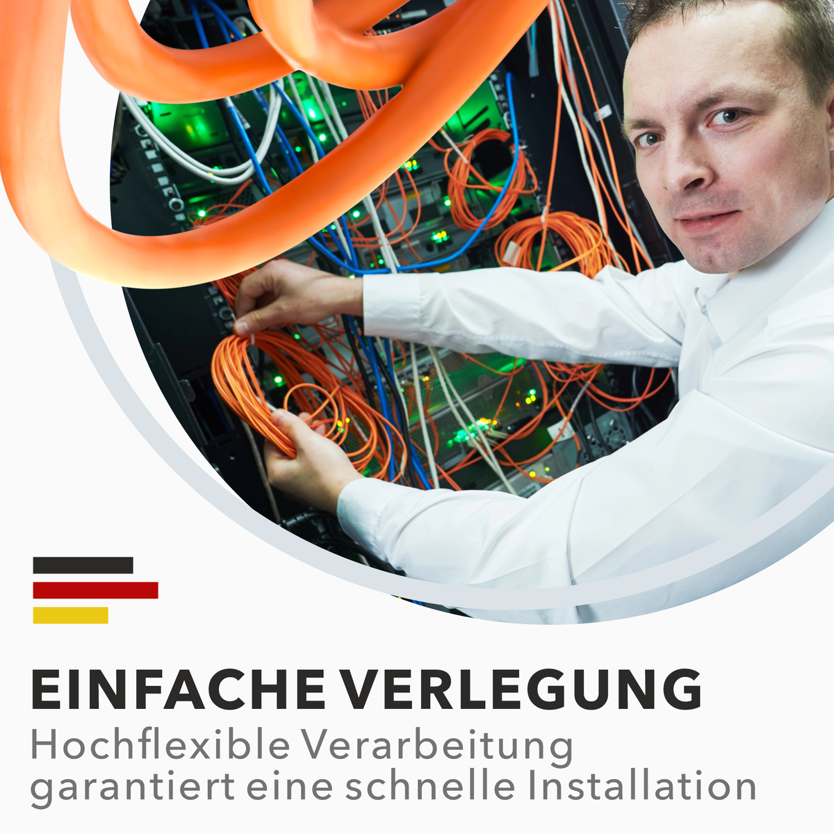 RedStar24 CAT 7 Verlegekabel Duplex 100m (2x100m = 200m) – S/FTP PIMF, 1000 MHz, Verlegekabel AWG23, halogenfrei, Orange