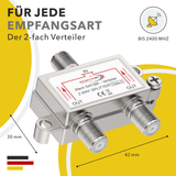 RedStar24 Sat Verteiler 2-fach mit F-Kupplungen – Metallgehäuse