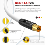 Câble d'Antenne TV Numérique 135 dB Câble Coaxial Mâle-Mâle PLAQUÉ OR HD 4K UHD 3D – Noir/Blanc – 1m à 30m