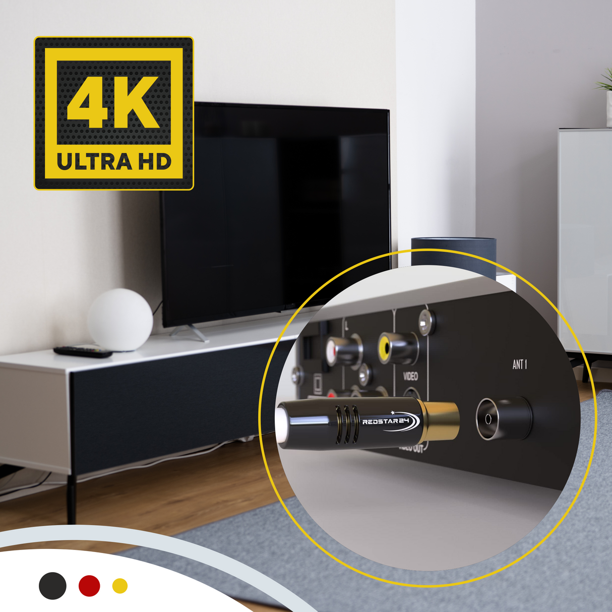 Câble d'Antenne TV Numérique 135 dB Câble Coaxial Mâle-Mâle PLAQUÉ OR HD 4K UHD 3D – Noir/Blanc – 1m à 30m