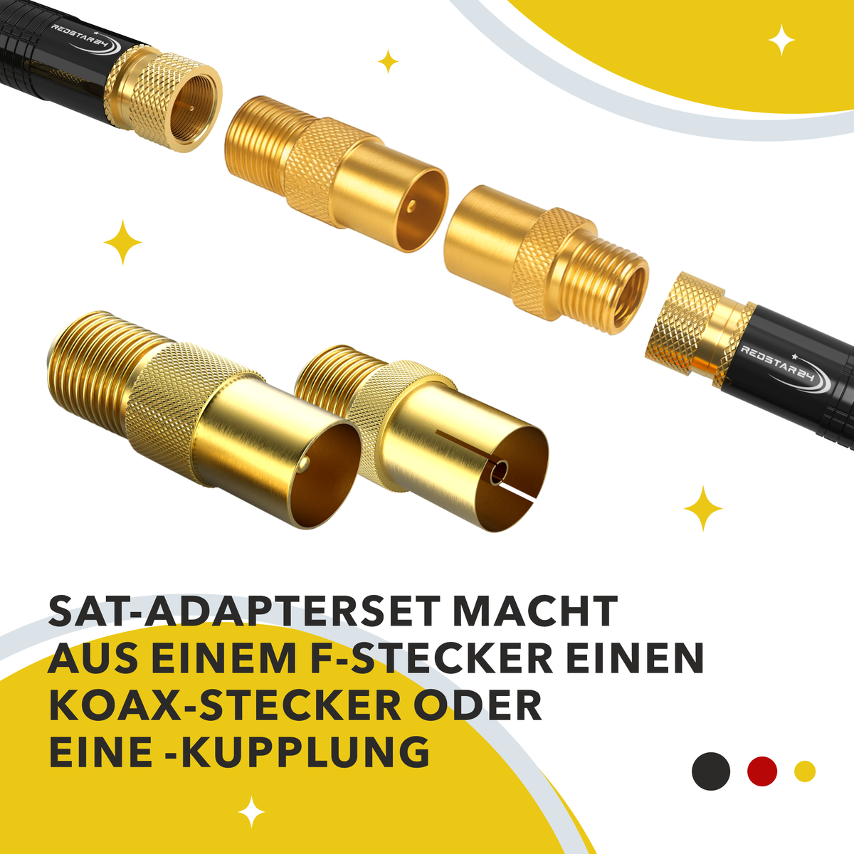 F-Kupplung auf Koax-Stecker &amp; F-Kupplung auf Koax-Buchse Adapter