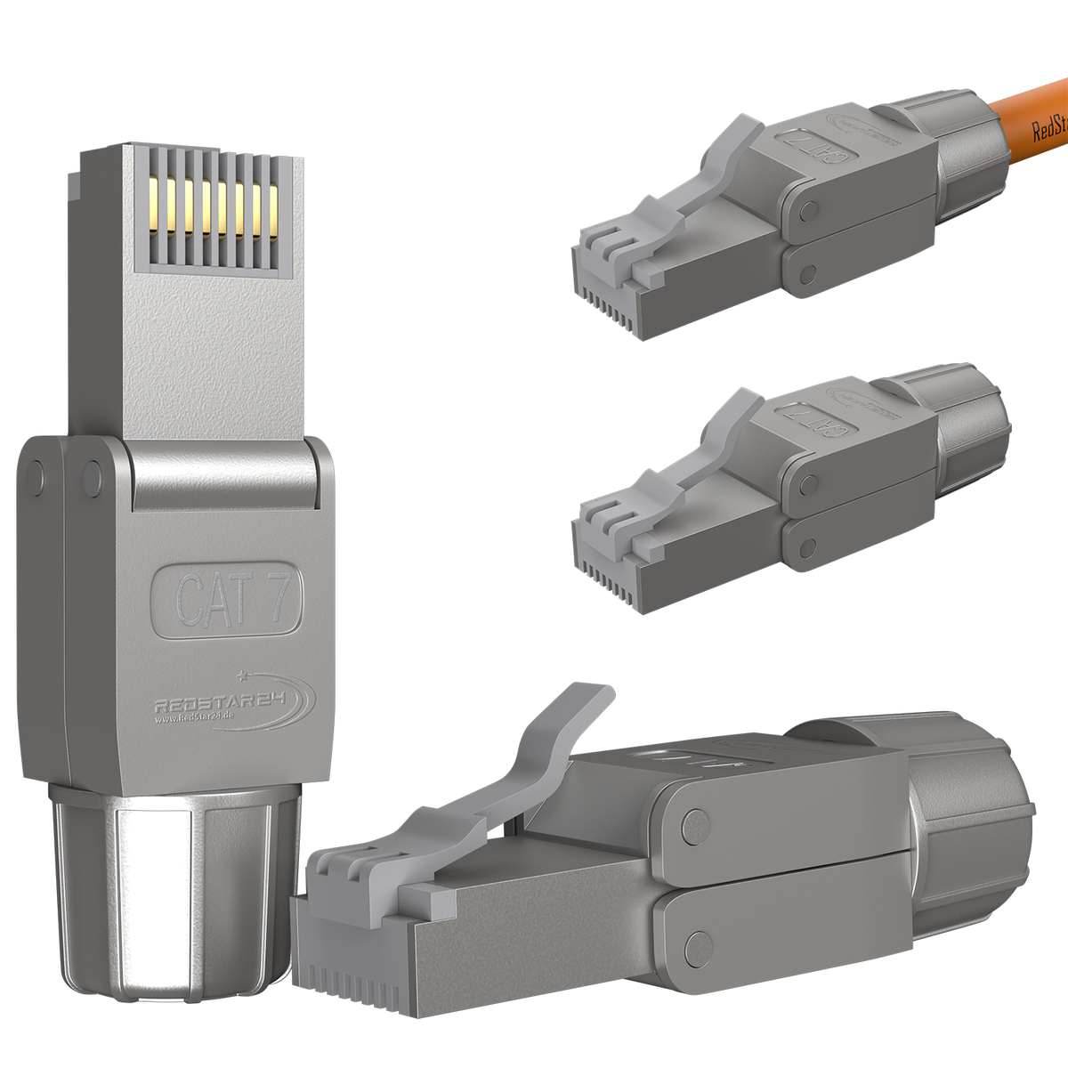 CAT 7 RJ45 Netzwerkstecker werkzeuglos Silber – geschirmter LAN Stecker für stabile Netzwerkverbindungen