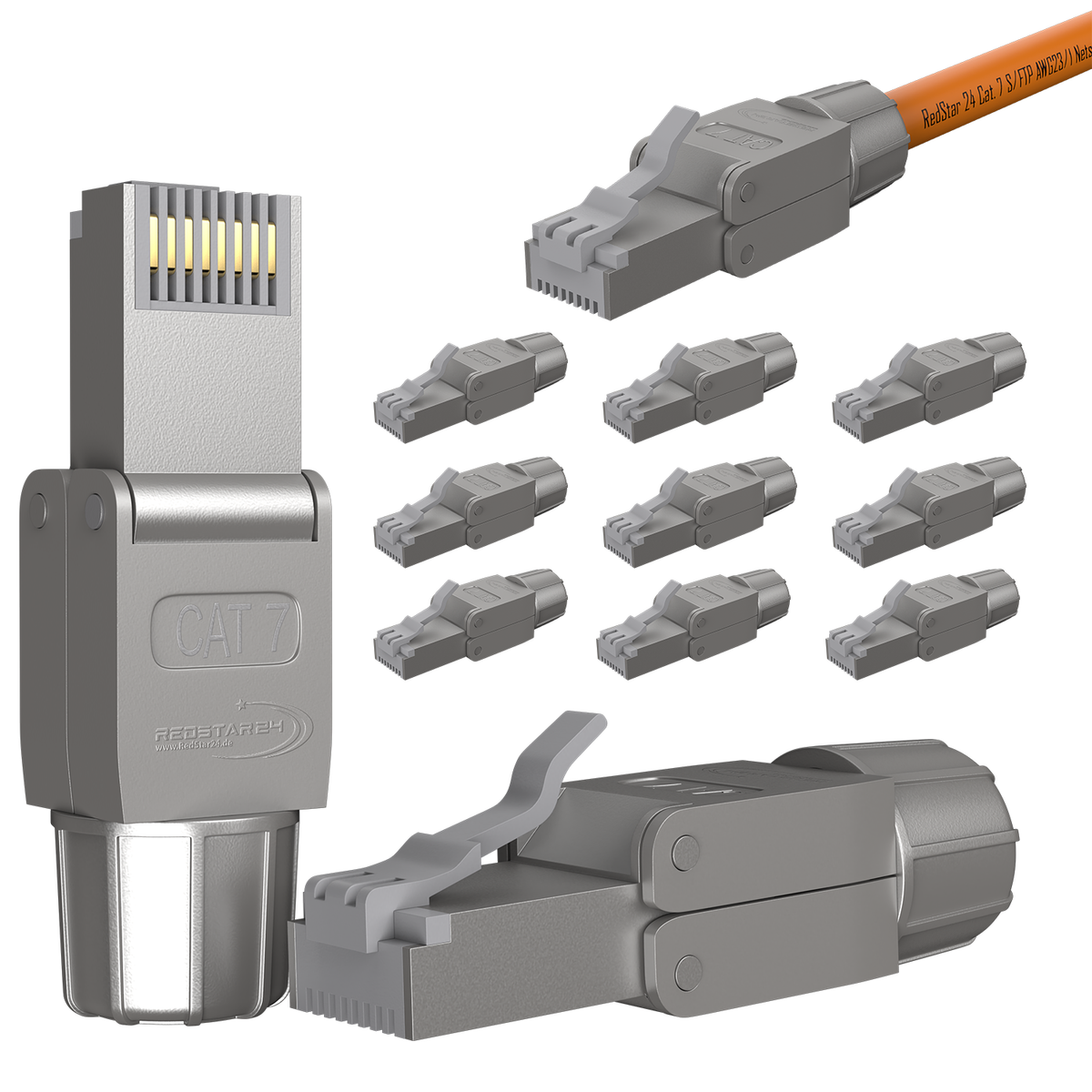 CAT 7 RJ45 Netzwerkstecker werkzeuglos Silber – geschirmter LAN Stecker für stabile Netzwerkverbindungen