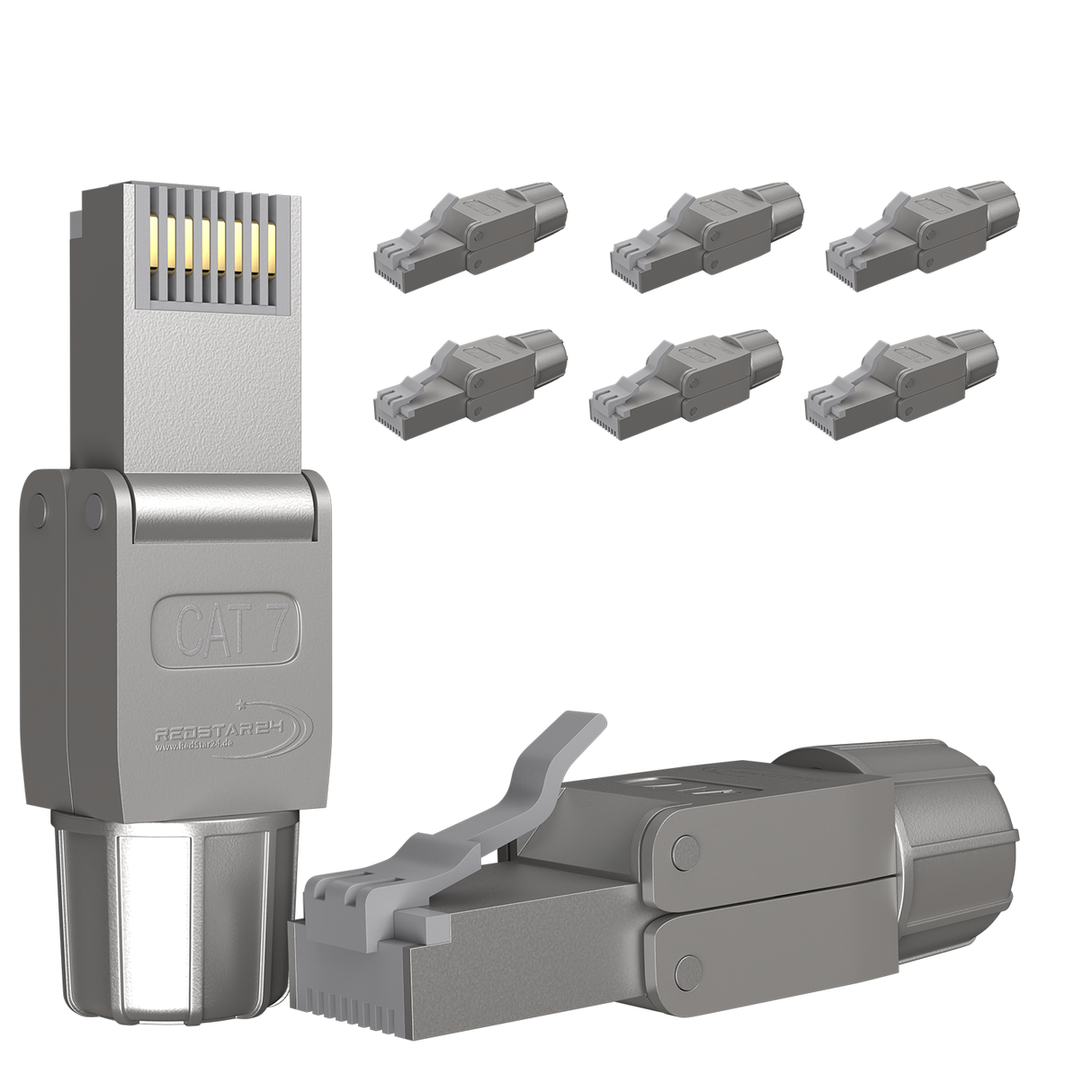 CAT 7 RJ45 Netzwerkstecker werkzeuglos Silber – geschirmter LAN Stecker für stabile Netzwerkverbindungen