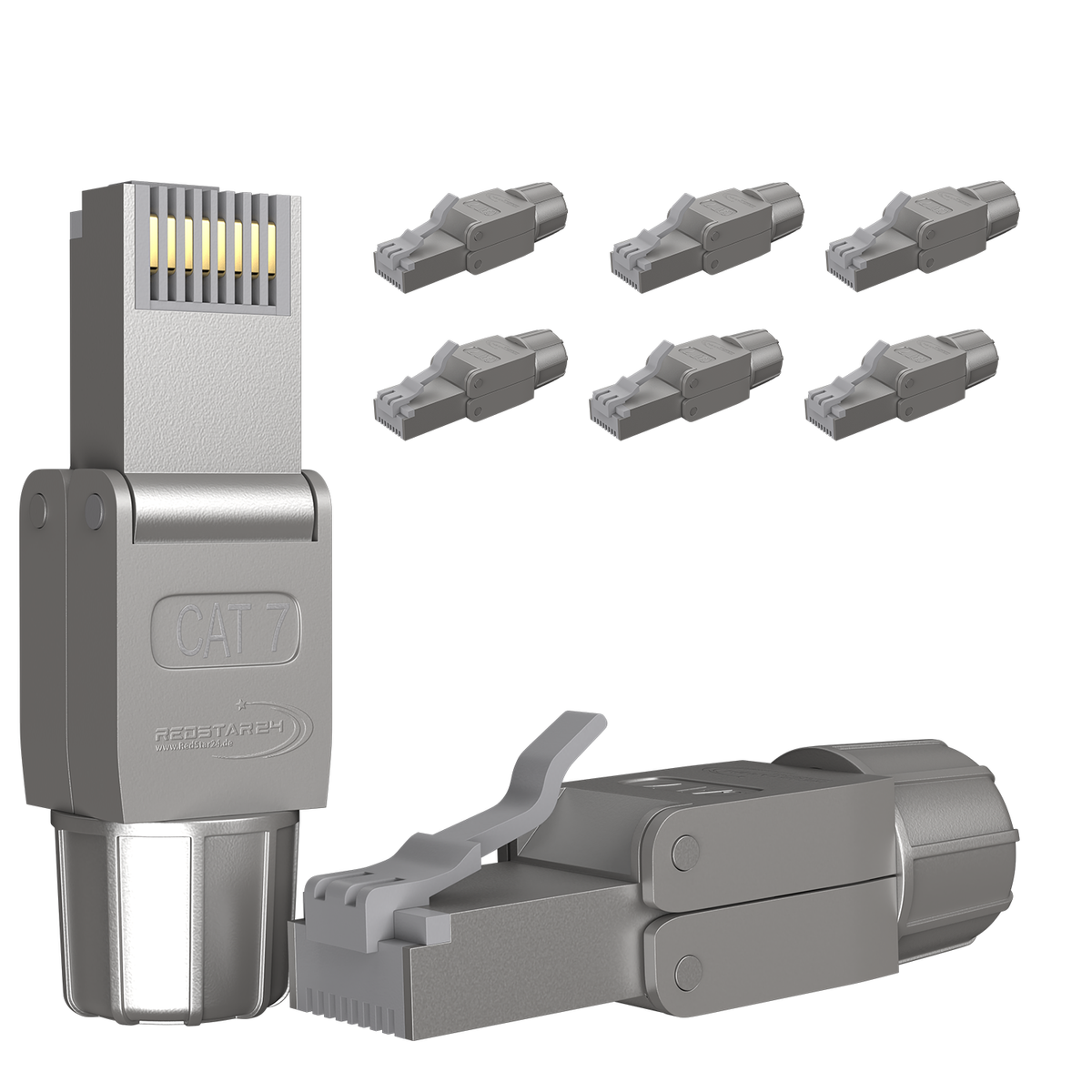RedStar24 RJ45 Stecker werkzeuglos CAT 7 / CAT 6a – 10 Gbit/s, geschirmt, AWG 22–24