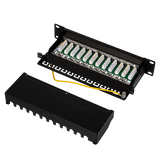 LogiLink Patch Panel Cat.6 – 12-Port RJ45, Shielded, 10-Inch Rack, Strain Relief, Black (RAL 7035)