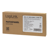 LogiLink Patch Panel Cat.6 – 12-Port RJ45, Shielded, 10-Inch Rack, Strain Relief, Black (RAL 7035)