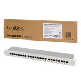 LogiLink patch panel Cat.6A - 24-port RJ45, shielded, 19 inch, PoE/PoE+/PoE++, light gray (RAL 7035)
