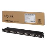 LogiLink patch panel Cat.6A - 24-port RJ45, shielded, 19 inch, PoE/PoE+/PoE++, black (RAL 9005)
