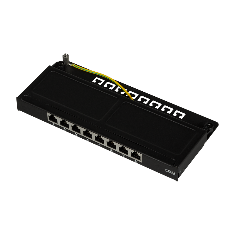 Kompaktes 8-Port Patchpanel für Desktop &amp; Wand – Cat.6A, PoE++