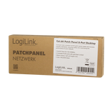 LogiLink Patch Panel Cat.6A – 8-Port RJ45, Shielded, Compact for Wall &amp; Desktop Mounting, PoE/PoE+/PoE++, Black (RAL 9005)