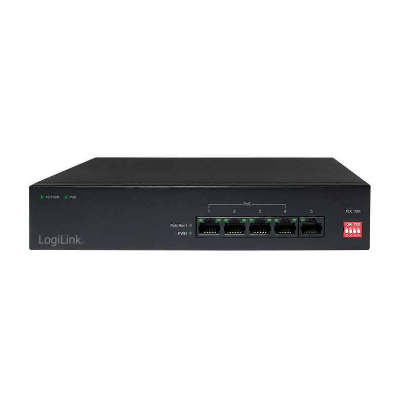 Kompakter 5-Port PoE Switch für IP-Kameras &amp; Access Points – LogiLink