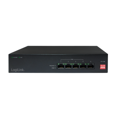 Kompakter 5-Port PoE Switch für IP-Kameras &amp; Access Points – LogiLink