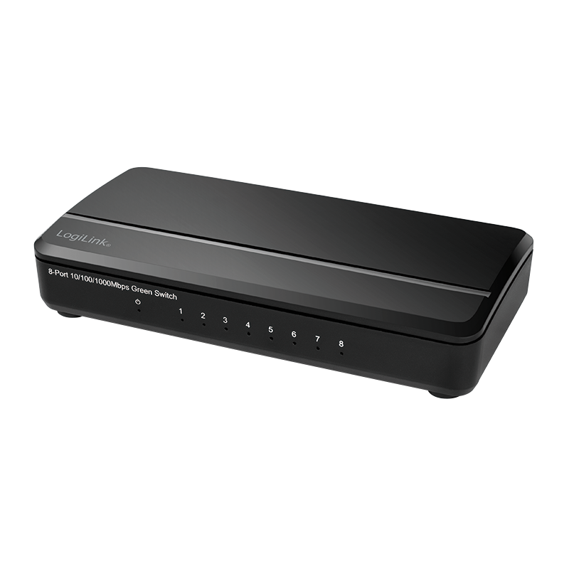 LogiLink 8-Port Gigabit Desktop Switch NS0106 – Ethernet Network Switch, 10/100/1000 Mbps, Energy Efficient, Plug &amp; Play