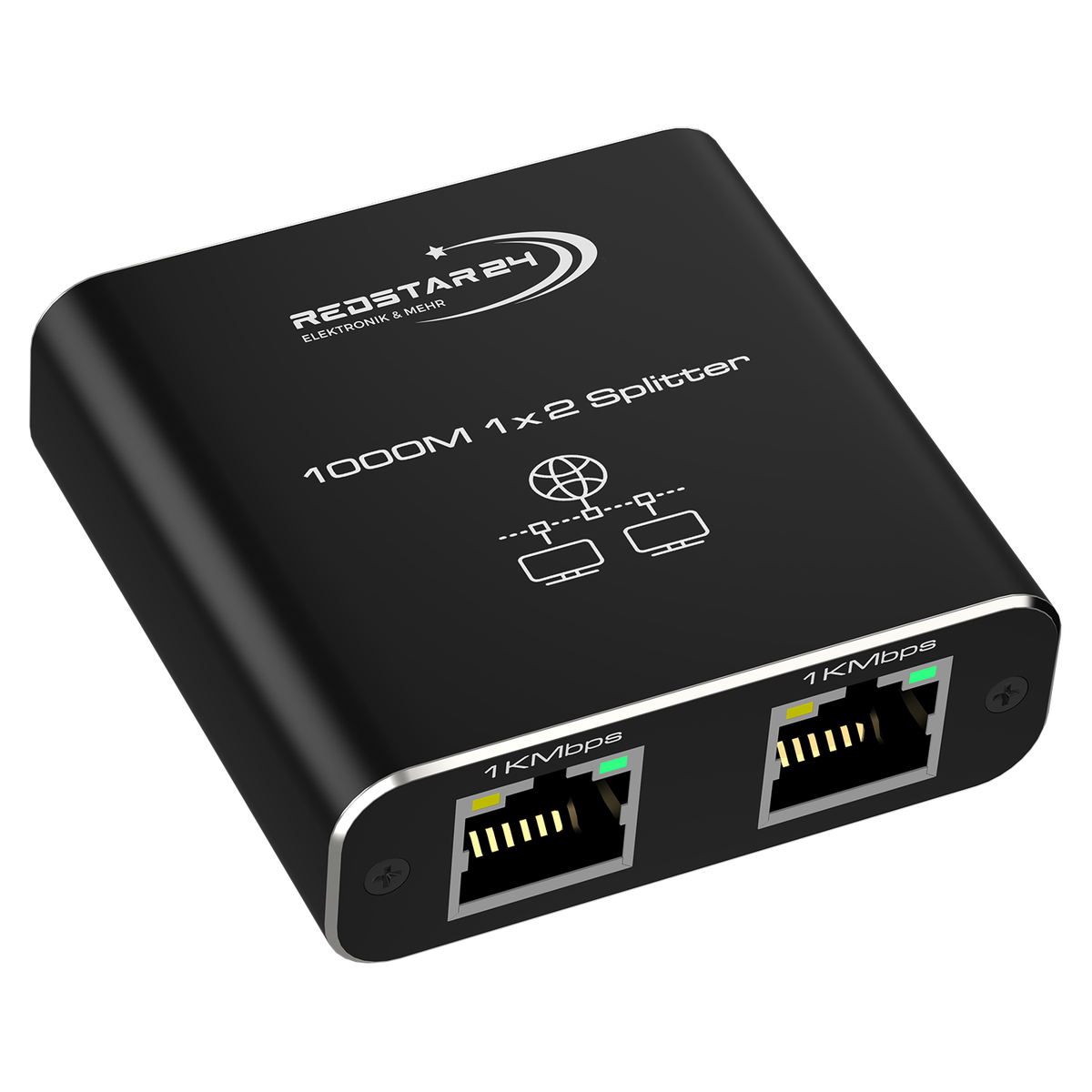 RedStar24 LAN Splitter 1 auf 2 – Gigabit Ethernet Verteiler