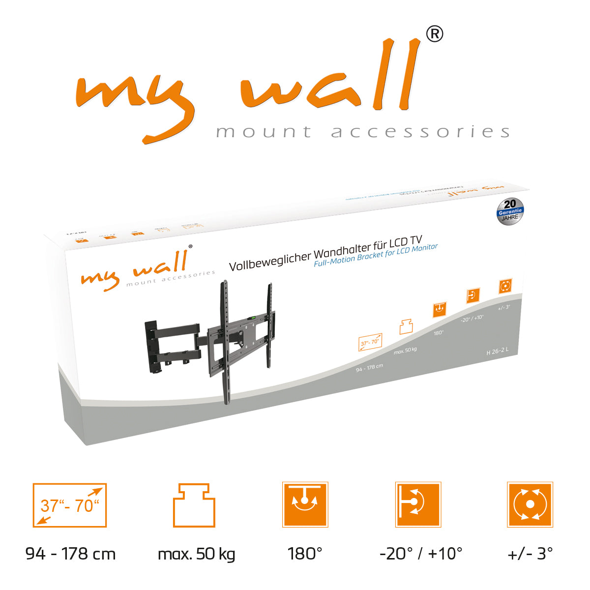 my wall Vollbeweglicher Wandhalter für LCD TV (H 26-2 L)
