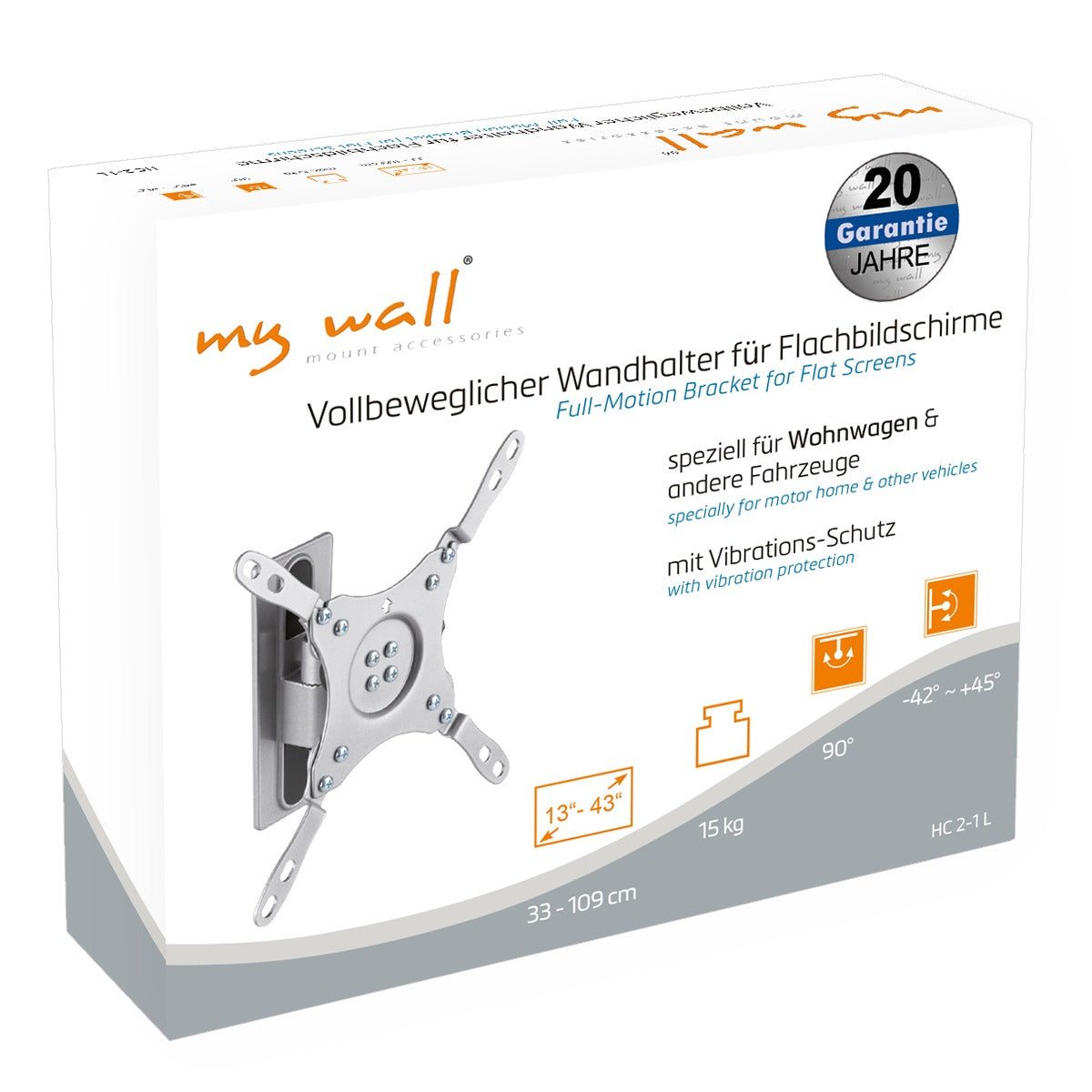 my wall TV Wandhalterung für Wohnmobile & Wohnwagen (HC 2-1 L)