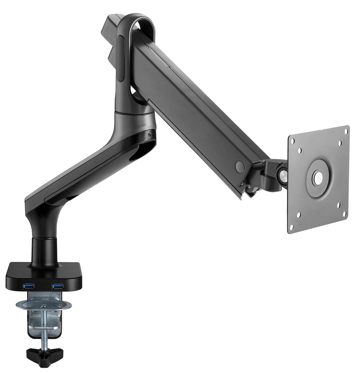 my wall Vollbeweglicher Tischhalter mit Federsystem & 2 USB-Anschlüssen für Flachbildschirme (HL 22-1 L)