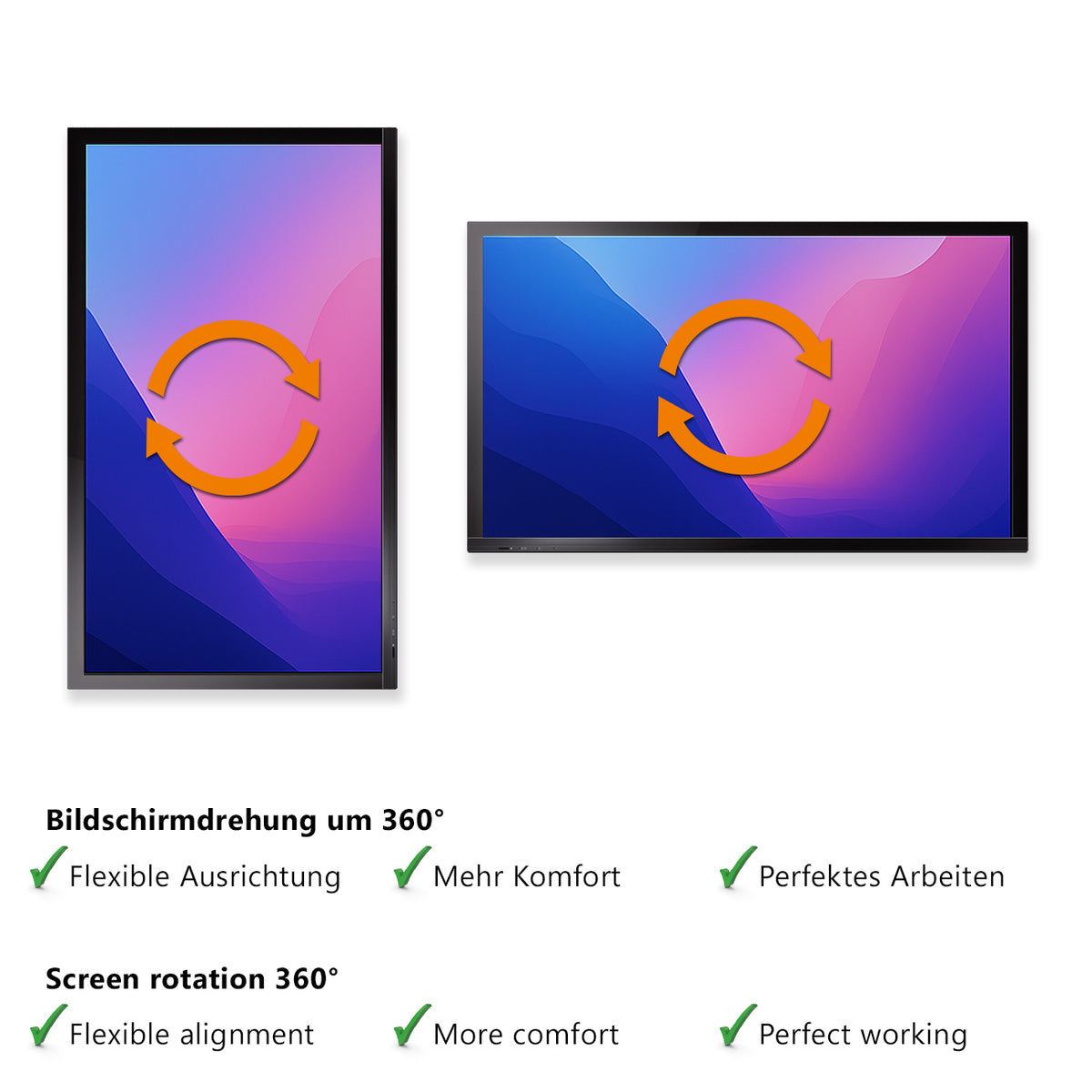my wall Vollbeweglicher Tischhalter mit Federsystem & 2 USB-Anschlüssen für 2x Flachbildschirme (HL 22-2 L)
