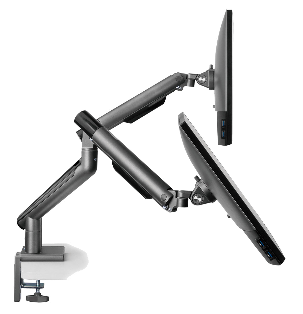 my wall Vollbeweglicher Tischhalter mit Federsystem für 2 Flachbildschirme (HL 23-2 L)