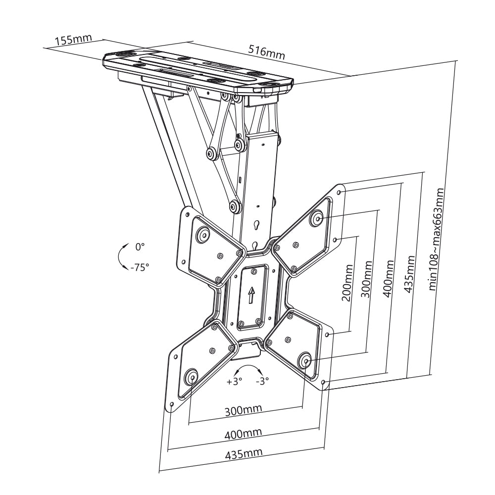 my wall Motorisierter & klappbarer Deckenhalter für Flachbildschirme (HL 43 ML)